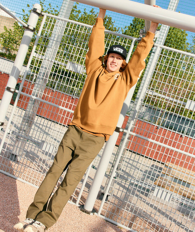 CategoryModel (8821761015950@2447)  - sweat à capuche manches longues garçon en fibres recyclées marron avec message skate
