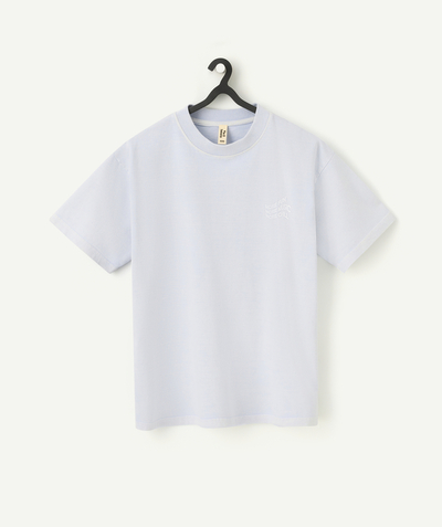 CategoryModel (8821770551438@333)  - t-shirt manches courtes garçon en coton bio bleu ciel avec message blanc