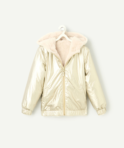 CategoryModel (8821758197902@137)  - blouson réversible fille en fibres recyclées rose gold et fourrure