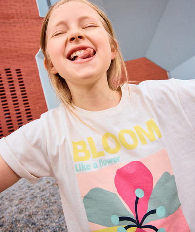 CategoryModel (8821761573006@30518)  - T-shirt met korte mouwen voor meisjes in wit biokatoen met bloemmotief