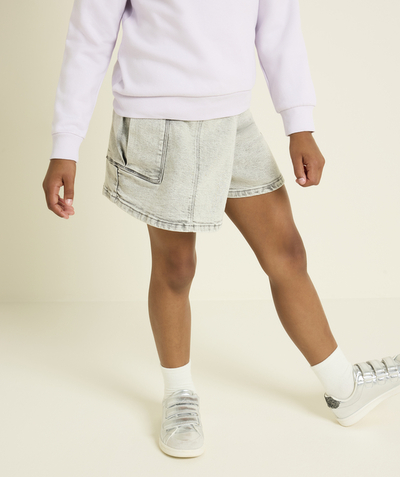 CategoryModel (8826108706958@6)  - jupe short fille en denim low impact gris plissée