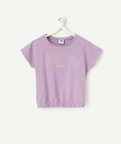 CategoryModel (8821758591118@1639)  - t-shirt manches courtes fille en viscose responsable violet et message doré