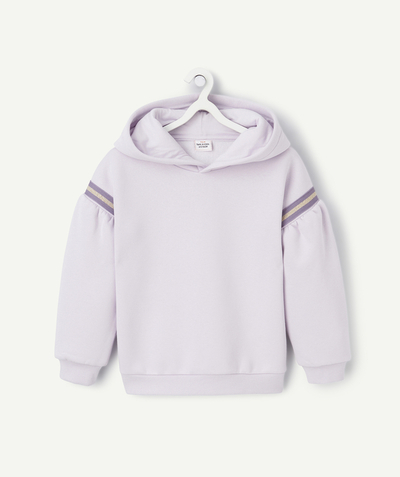 CategoryModel (8824666751118@2676)  - sweat à capuche fille en fibres recyclées mauve pastel avec liserés