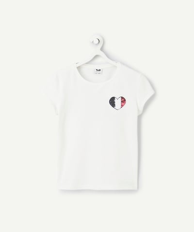 CategoryModel (8824503042190@76)  - wit T-shirt voor meisjes in biologisch katoen met voetbal als thema