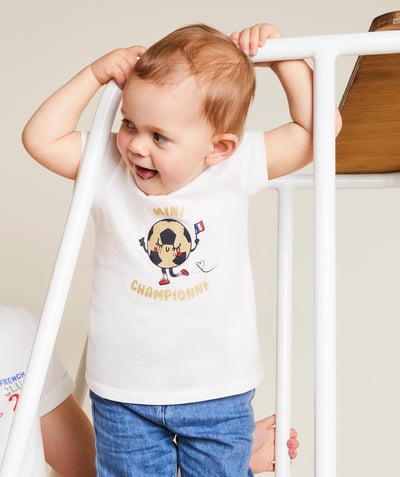 CategoryModel (8824699584654@33)  - t-shirt blanc bébé fille en coton bio blanc thème football