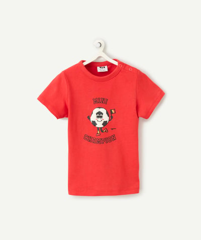 CategoryModel (8824699584654@33)  - t-shirt rouge bébé garçon en coton bio thème foot