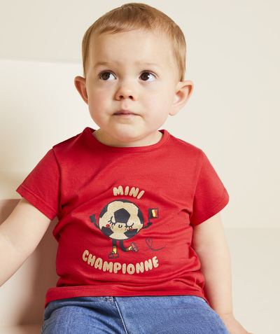 CategoryModel (8824830591118@17)  - rood T-shirt voor babymeisjes in biologisch katoen met voetbalmotief