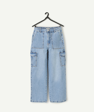 CategoryModel (8821758460046@1903)  - pantalon cargo fille en fibres recyclées et denim bleu