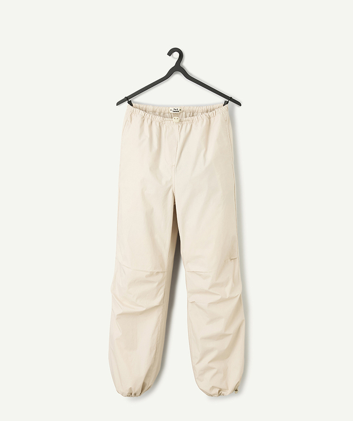   - pantalon parachute fille beige 