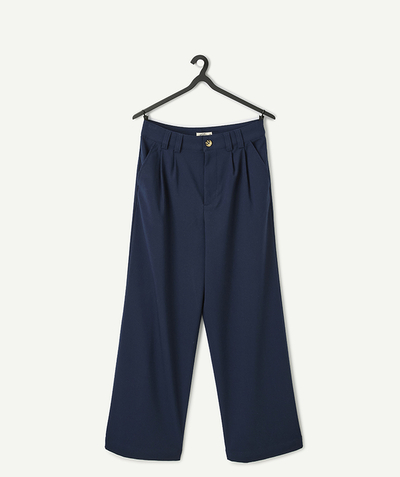 CategoryModel (8821764685966@2422)  - Wijde pantalon voor meisjes in marineblauwe gerecyclede vezels