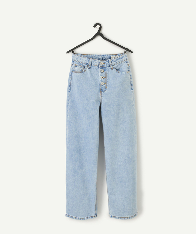   - pantalon large fille en denim bleu lage impact