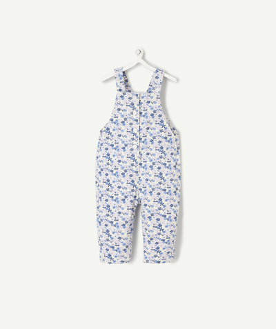 CategoryModel (8821752758414@172)  - salopette pantalon bébé fille en fibres recyclées écru avec petite fleurs bleues
