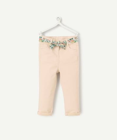 CategoryModel (8821752496270@1370)  - pantalon slim bébé fille en fibres recyclés saumon avec ceinture à fleurs