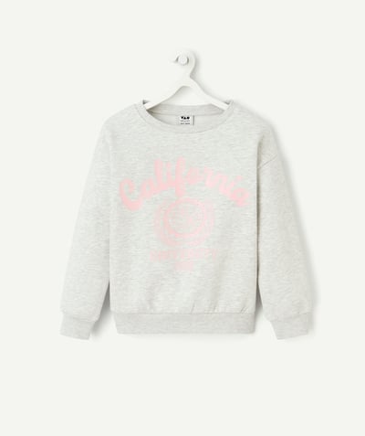 CategoryModel (8821758689422@539)  - grijs meisjessweatshirt met lange mouwen van gerecyclede vezels en roze campusmotief