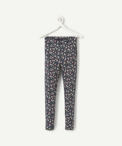 CategoryModel (8825586909326@219)  - legging fille en coton bio bleu marine imprimé à fleurs