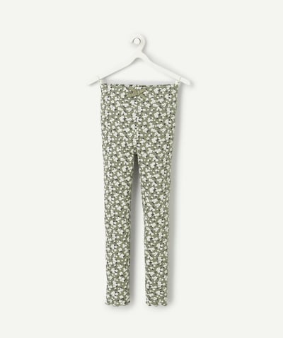 CategoryModel (8825586909326@219)  - Groene biokatoenen legging voor meisjes, bloemenprint