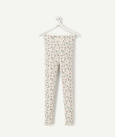 CategoryModel (8821758460046@1311)  - legging fille en coton bio écru imprimé à fleurs