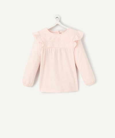 CategoryModel (8821752332430@743)  - t-shirt manches longues bébé fille en coton bio rose pâle avec broderies