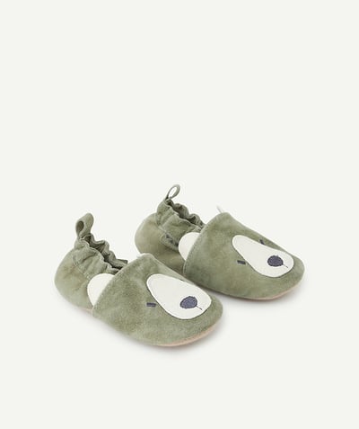 CategoryModel (8821755838606@31916)  - chaussons en daim bébé garçon vert avec motif ours