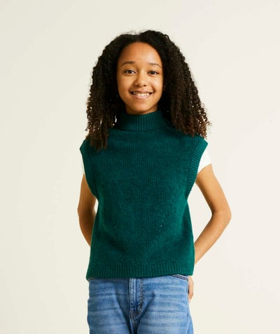 CategoryModel (8821758656654@842)  - pull sans manches fille en fibres recyclées vert sapin