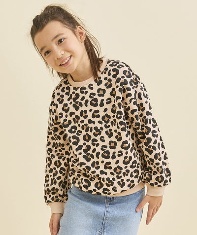 CategoryModel (8821758689422@539)  - sweatshirt met lange mouwen met luipaardprint voor meisjes in beige gerecyclede vezels