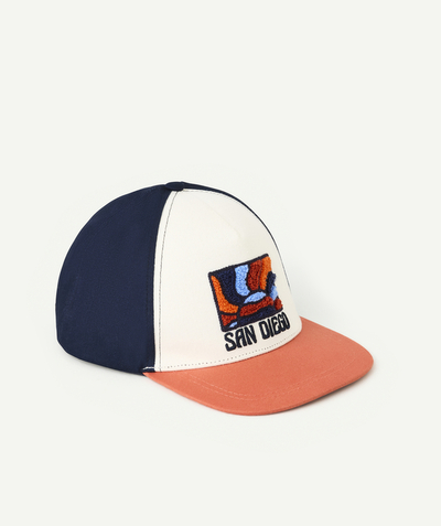 CategoryModel (8821762523278@334)  - casquette garçon bleu marine et orange avec patch coloré