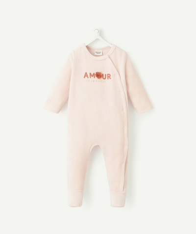 CategoryModel (8821753315470@369)  - dors bien bébé fille en coton bio en velours rose pâle