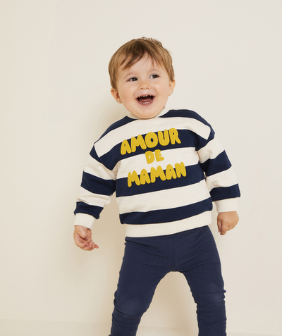 CategoryModel (8825060098190@26241)  - sweater voor babyjongens van gerecyclede vezels met streepjesprint in het teken van mama's liefde