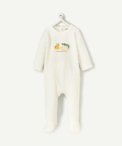CategoryModel (8821751087246@628)  - dors bien velours bébé en coton bio blanc avec animaux en relief