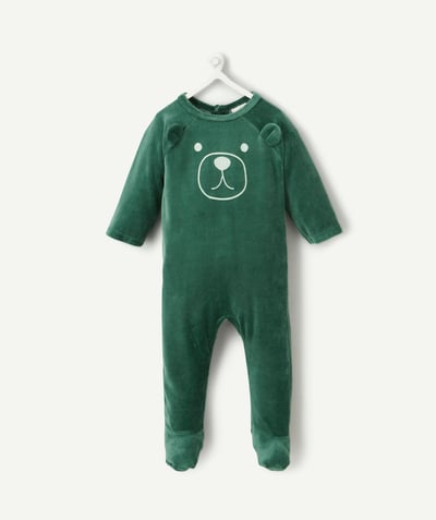 CategoryModel (8821753315470@369)  - dors bien velours bébé en coton bio vert avec motif ours