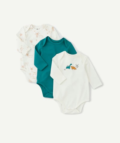 CategoryModel (8821753315470@910)  - lot de 3 bodies manches longues bébé en coton bio imprimé et uni