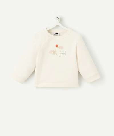 CategoryModel (8824896422030@11)  - Sweater met lange mouwen voor babymeisjes in ecru biologisch katoen met vogeltjesmotief