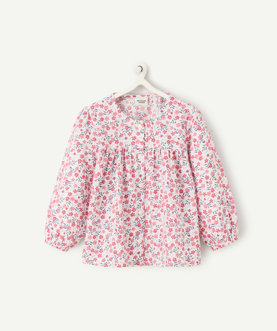 CategoryModel (8821752627342@2720)  - blouse manches longues bébé fille en coton bion imprimé fleuri rose