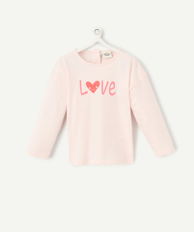 CategoryModel (8821752332430@743)  - T-shirt met lange mouwen voor babymeisjes in lichtroze biologisch katoen met liefdesmotief