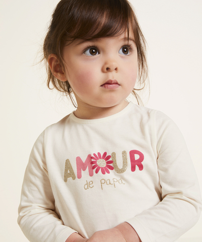 CategoryModel (8821752332430@743)  - T-shirt met lange mouwen voor babymeisjes in ecru biologisch katoen met liefdesboodschap