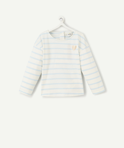 CategoryModel (8821752332430@743)  - t-shirt manches longues bébé fille en coton bio écru à rayures bleu ciel
