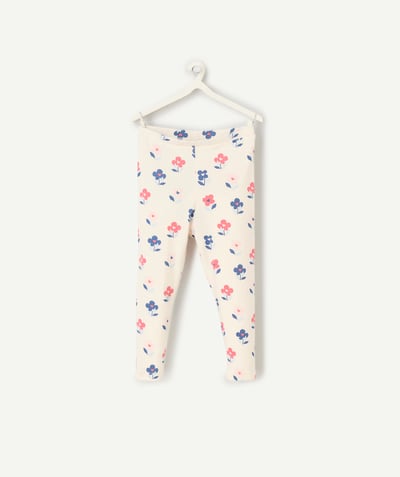 CategoryModel (8821752496270@1370)  - Legging voor babymeisjes in wit biologisch katoen met roze en blauwe bloemen