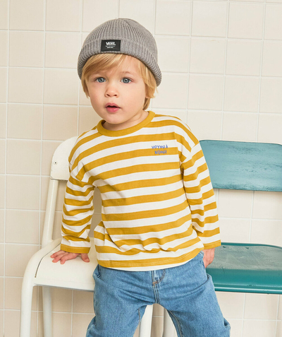 CategoryModel (8821755183246@791)  - t-shirt manches longues bébé garçon en coton bio rayé jaune et blanc