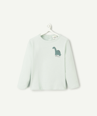 CategoryModel (8825060098190@26241)  - T-shirt met lange mouwen voor babyjongens in pastelgroen biologisch katoen met dinosaurusmotief