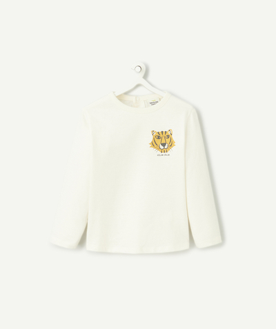 CategoryModel (8821755183246@791)  - t-shirt manches longues bébé garçon en coton bio écru motif tigre