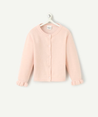 CategoryModel (8821752823950@486)  - cardigan bébé fille en coton bio rose pâle et boutons pailletés
