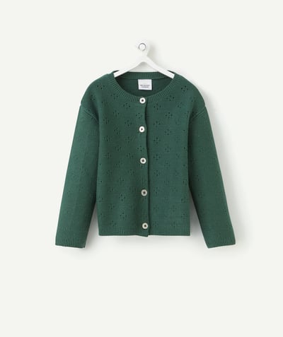 CategoryModel (8821753217166@5766)  - cardigan manches longues bébé fille en coton bio vert sapin