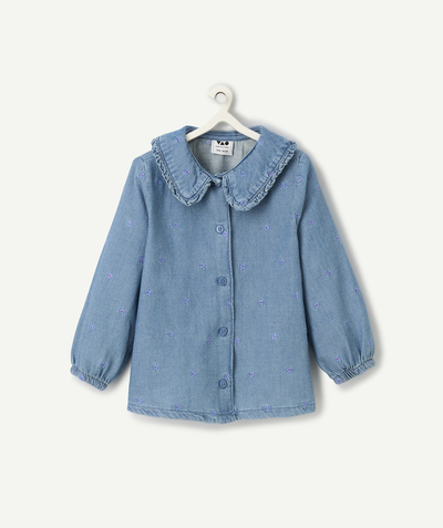 CategoryModel (8824896520334@13)  - blouse bébé fille en denim low impact bleu et fleurs brodées