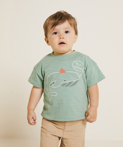 CategoryModel (8821755183246@791)  - T-shirt met korte mouwen en walvismotief in groen biologisch katoen voor babyjongens