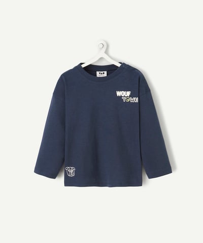 CategoryModel (8821758296206@2577)  - t-shirt manches longues bébé garçon en coton bio bleu marine motif chien