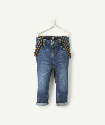 CategoryModel (8821755019406@68)  - pantalon bébé garçon en denim bleu brut low imapct avec bretelles amovibles