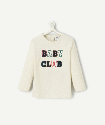 CategoryModel (8824896520334@13)  - t-shirt bébé garçon en coton bio écru chiné avec message baby club