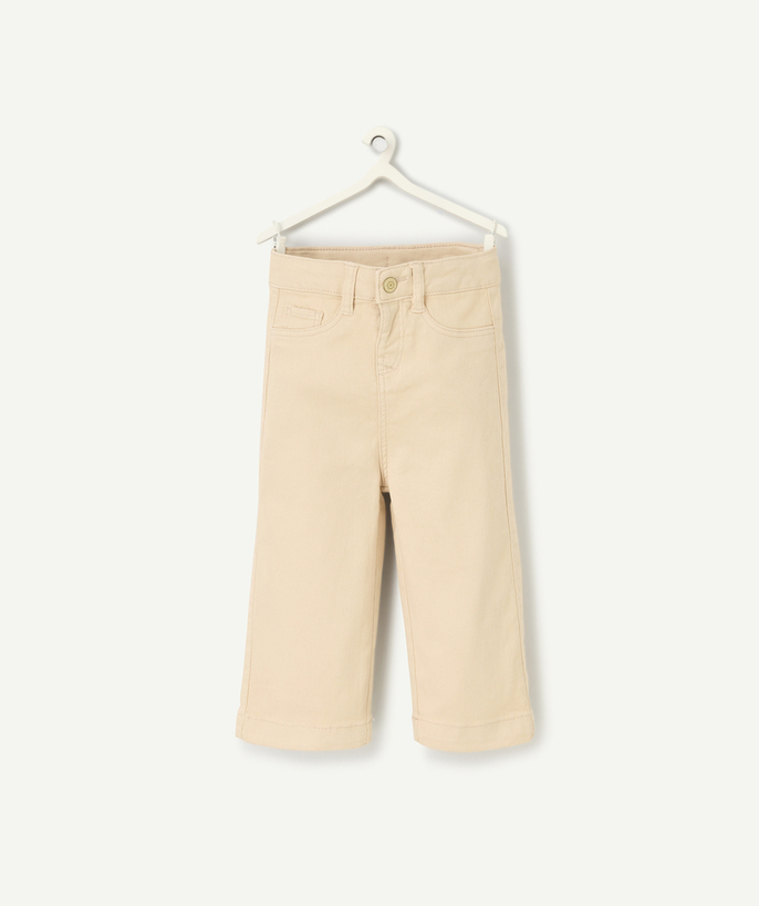   - Broek met wijde pijpen voor babymeisjes in beige gerecyclede vezels