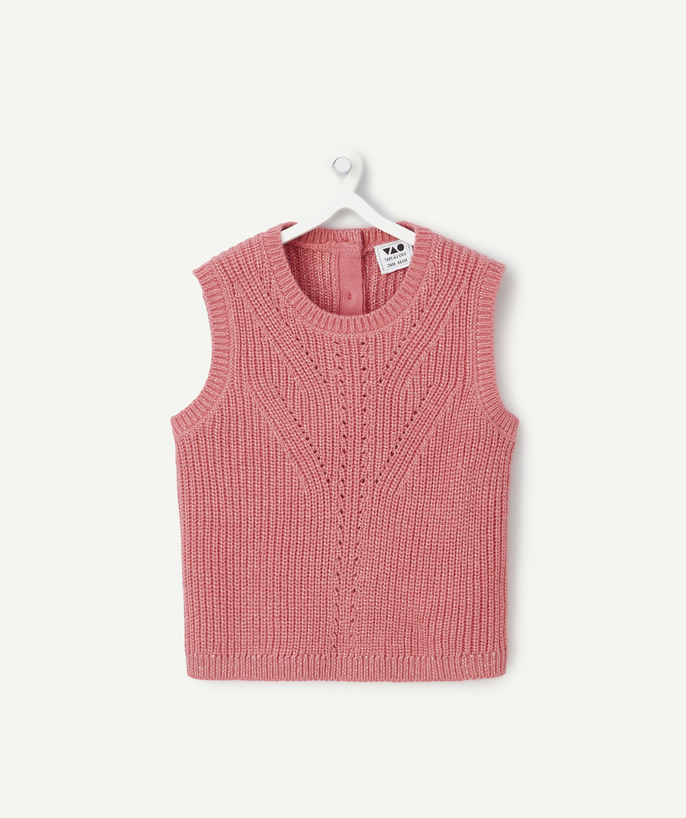   - pull sans manches bébé fille en fibres recyclées rose