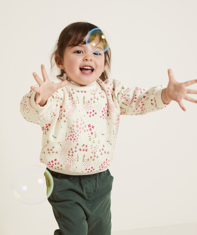 CategoryModel (8821752103054@1724)  - sweatshirt met lange mouwen voor babymeisjes in ecru gerecyclede vezels, bedrukt met verschillende bloemen